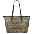 African Totem Masks Pattern Print Leather Tote Bag With Zipper