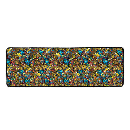 African Totem Masks Pattern Print Long Kitchen Mat