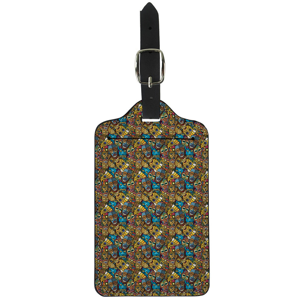 African Totem Masks Pattern Print Luggage Tag