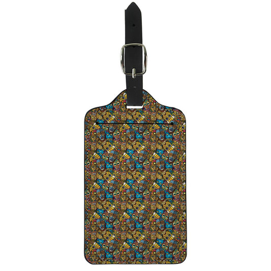 African Totem Masks Pattern Print Luggage Tag
