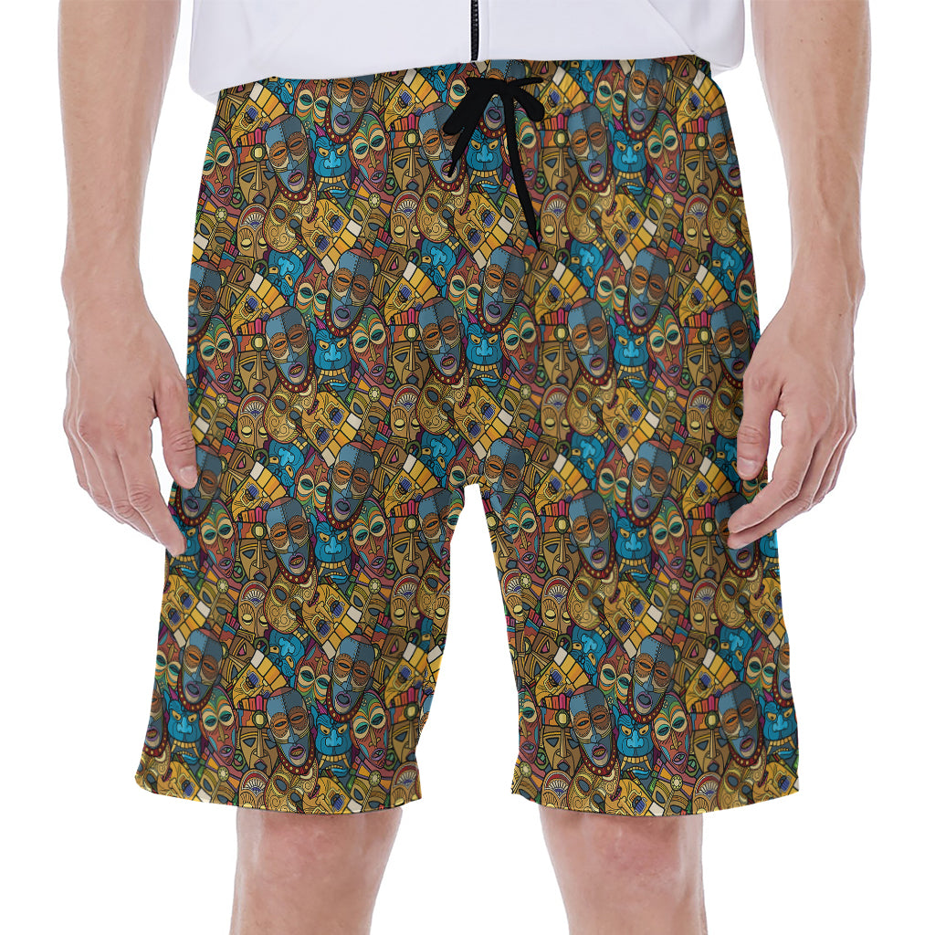 African Totem Masks Pattern Print Men's Beach Shorts