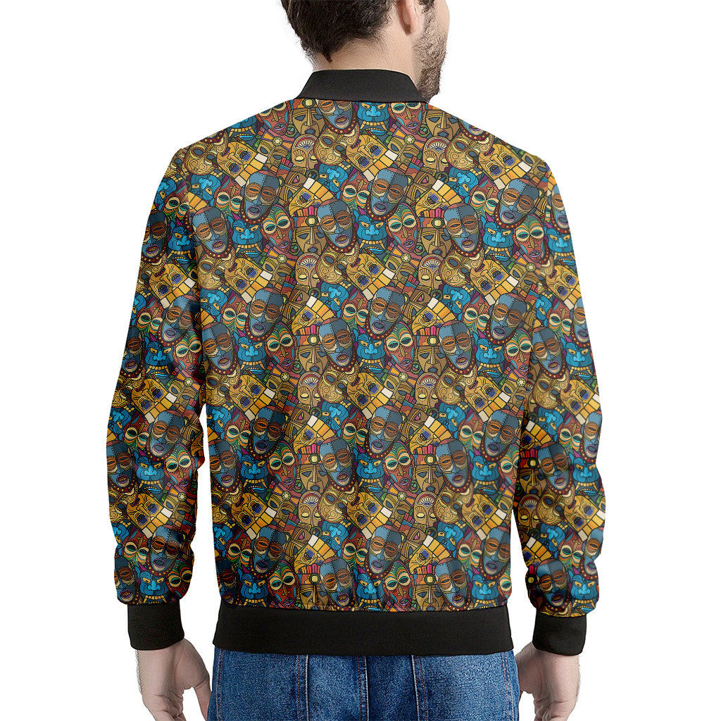 African Totem Masks Pattern Print Men's Bomber Jacket