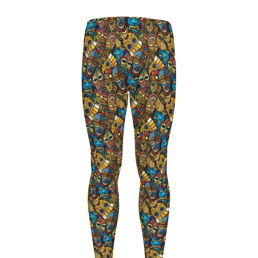 African Totem Masks Pattern Print Men's leggings