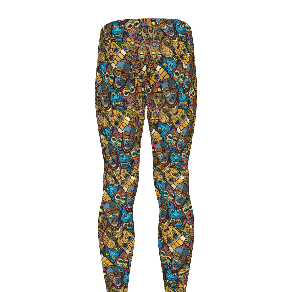 African Totem Masks Pattern Print Men's leggings