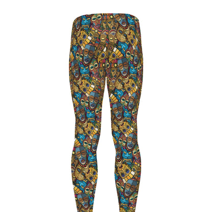 African Totem Masks Pattern Print Men's leggings