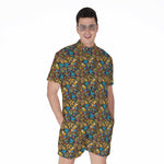 African Totem Masks Pattern Print Men's Rompers
