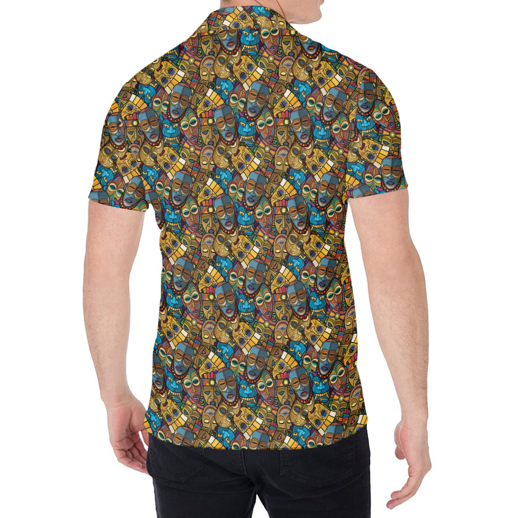 African Totem Masks Pattern Print Men's Shirt