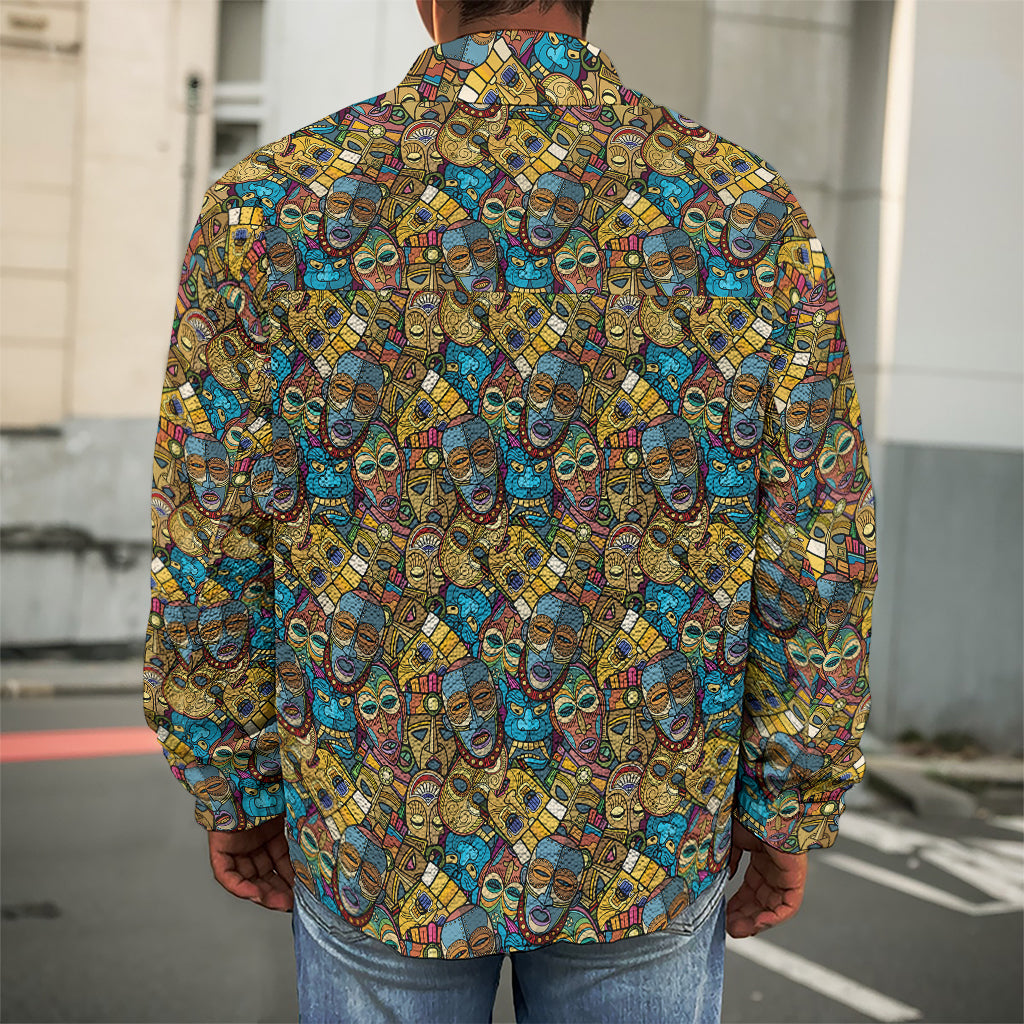 African Totem Masks Pattern Print Men's Shirt Jacket