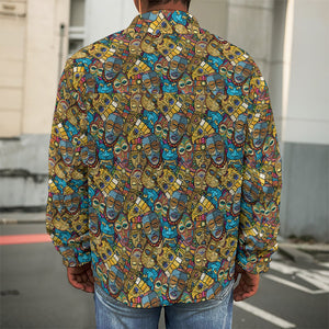 African Totem Masks Pattern Print Men's Shirt Jacket