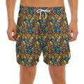 African Totem Masks Pattern Print Men's Split Running Shorts