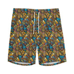 African Totem Masks Pattern Print Men's Sports Shorts