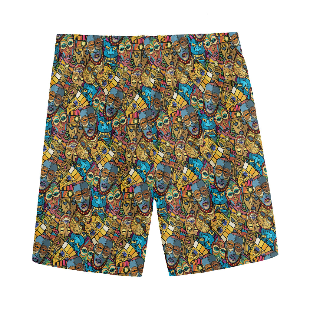 African Totem Masks Pattern Print Men's Sports Shorts