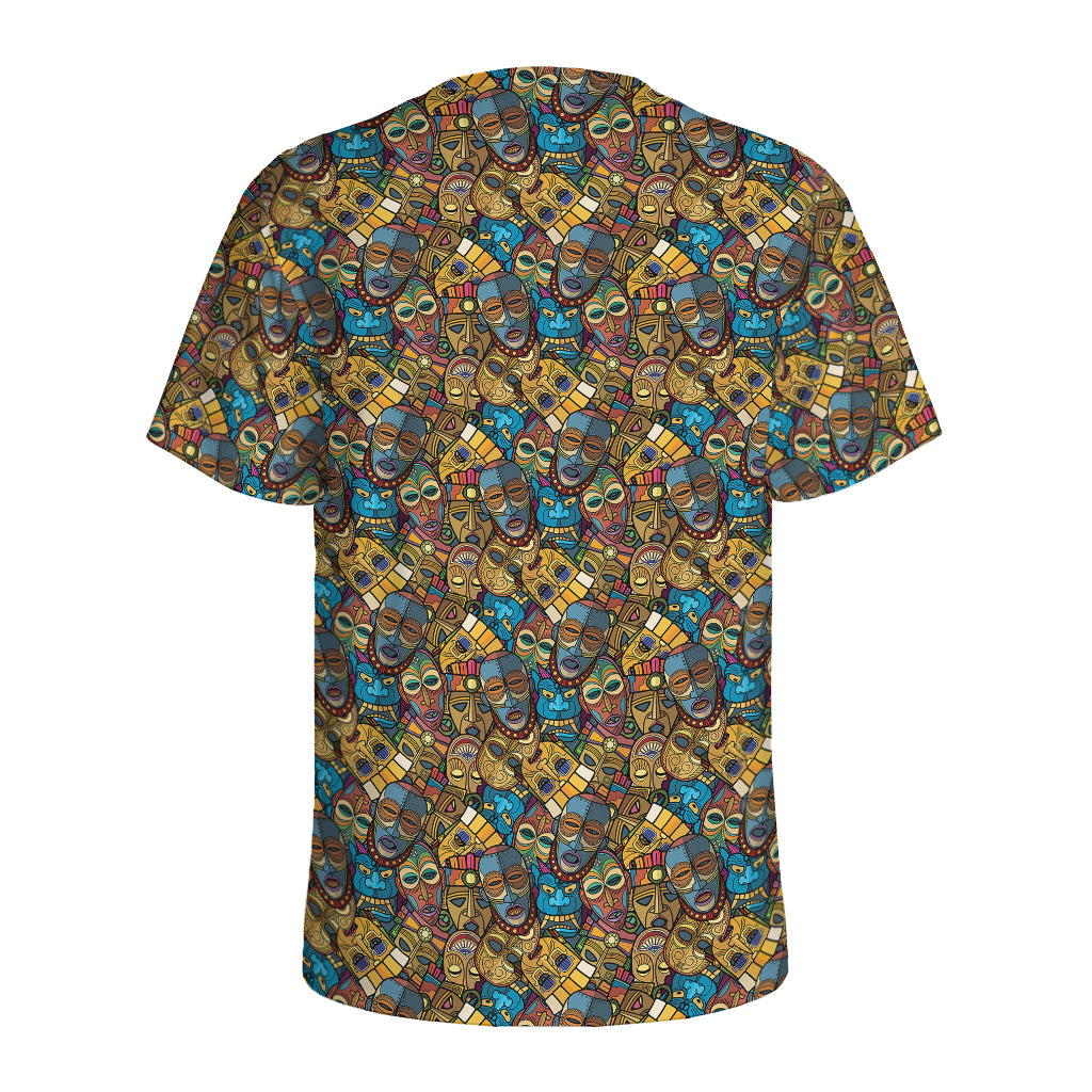 African Totem Masks Pattern Print Men's Sports T-Shirt