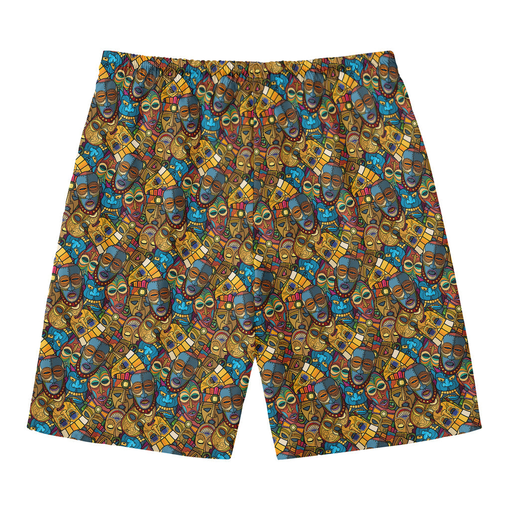 African Totem Masks Pattern Print Men's Swim Trunks