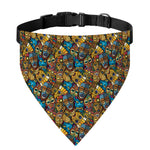 African Totem Masks Pattern Print Over The Collar Dog Bandana