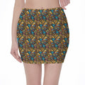 African Totem Masks Pattern Print Pencil Mini Skirt