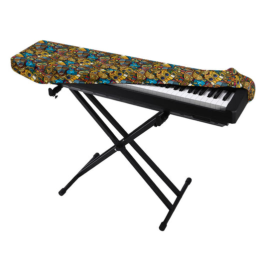 African Totem Masks Pattern Print Piano Keyboard Cover