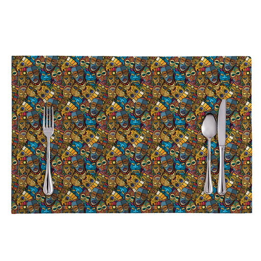African Totem Masks Pattern Print Placemat