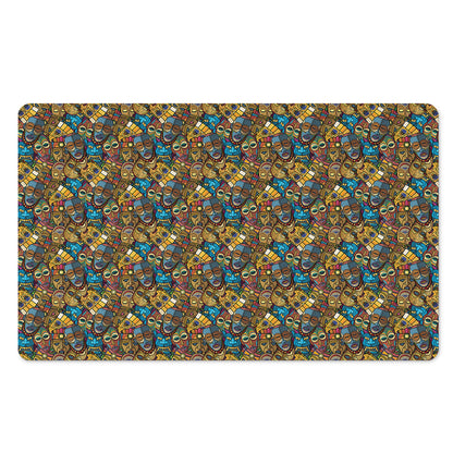 African Totem Masks Pattern Print Polyester Doormat