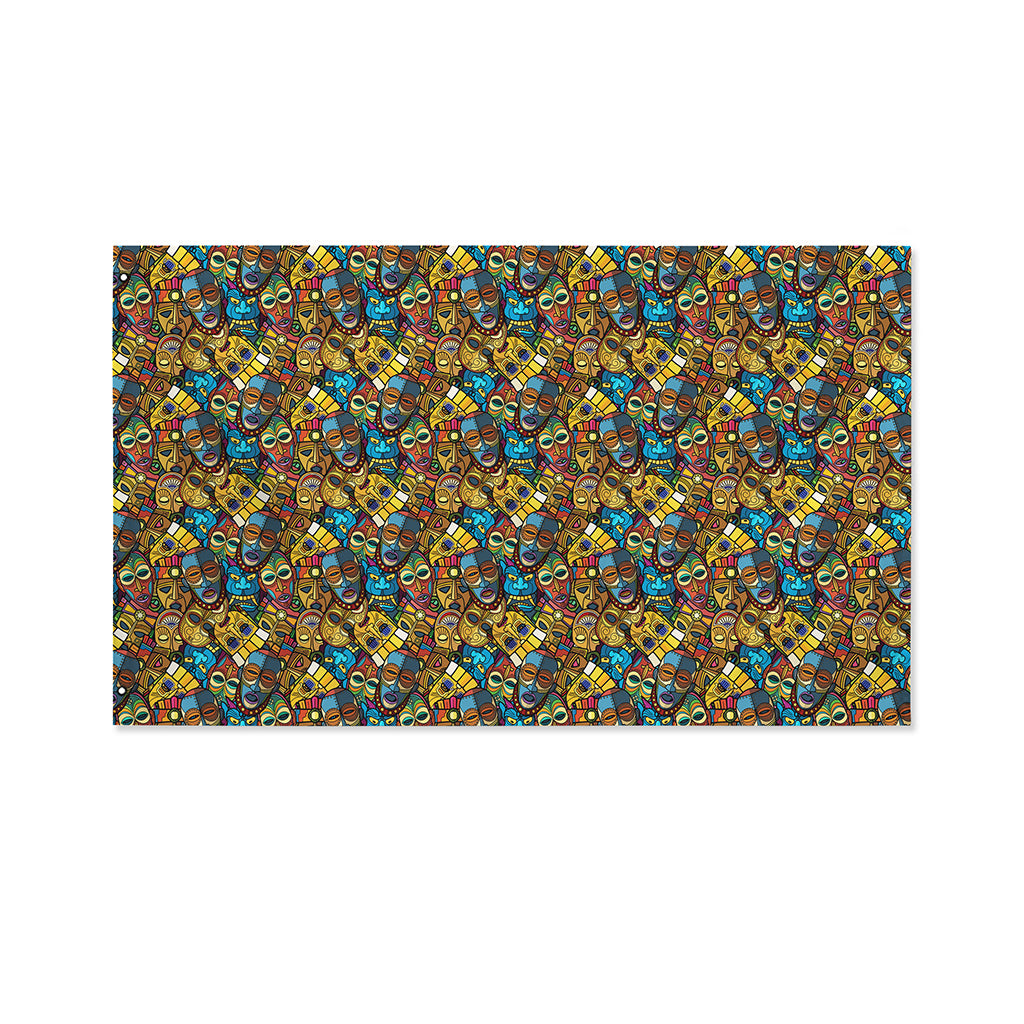 African Totem Masks Pattern Print Polyester Flag