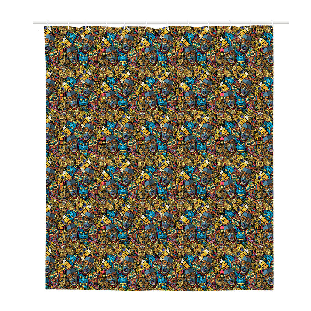 African Totem Masks Pattern Print Polyester Shower Curtain