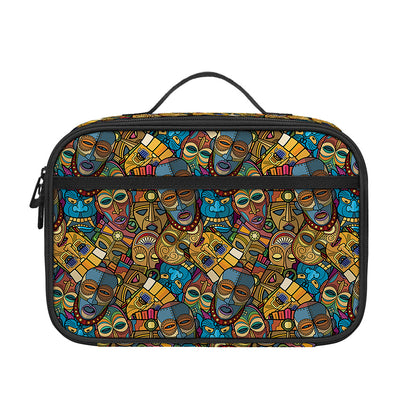 African Totem Masks Pattern Print Portable Lunch Bag
