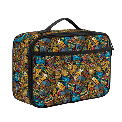 African Totem Masks Pattern Print Portable Lunch Bag