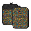 African Totem Masks Pattern Print Pot Holders With Pocket