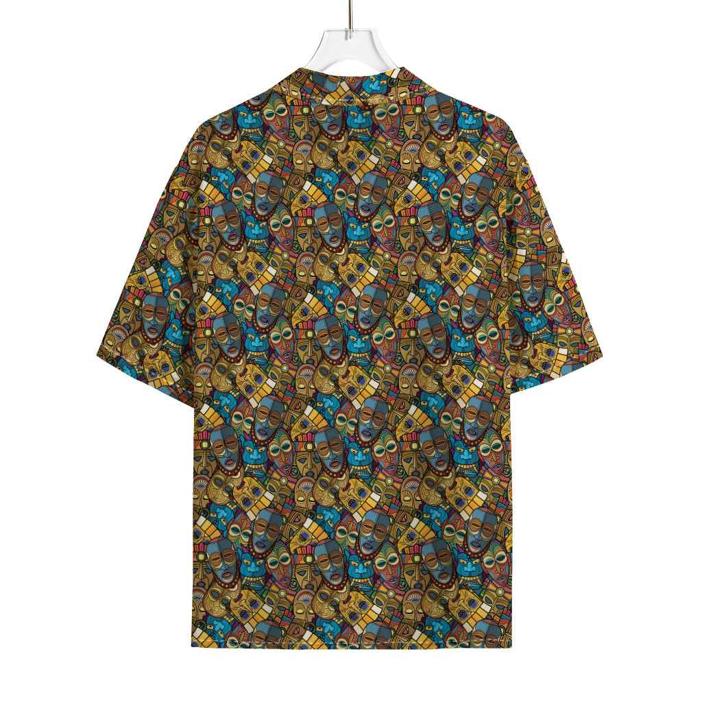 African Totem Masks Pattern Print Rayon Hawaiian Shirt