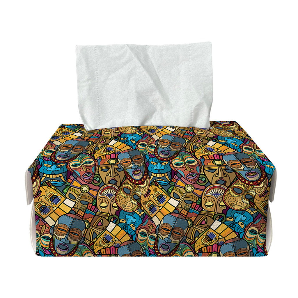 African Totem Masks Pattern Print Rectangle Tissue Box Cover