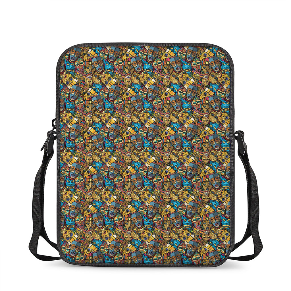 African Totem Masks Pattern Print Rectangular Crossbody Bag