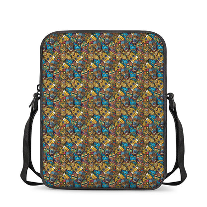 African Totem Masks Pattern Print Rectangular Crossbody Bag