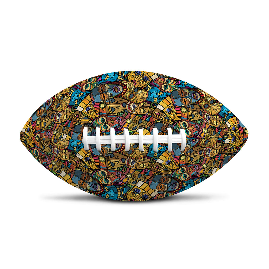 African Totem Masks Pattern Print Rugby Ball