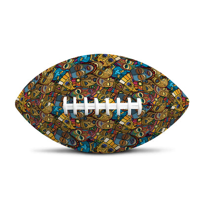African Totem Masks Pattern Print Rugby Ball