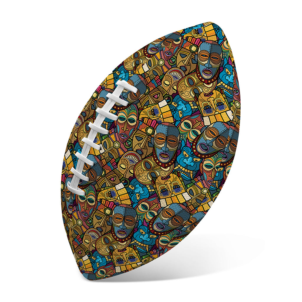 African Totem Masks Pattern Print Rugby Ball