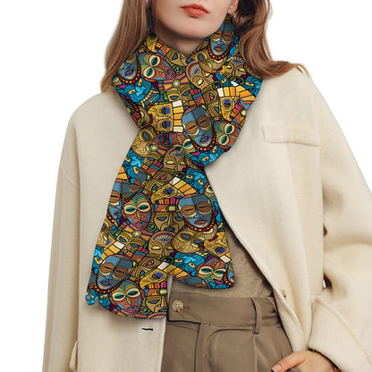 African Totem Masks Pattern Print Scarf