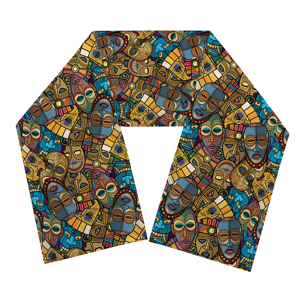 African Totem Masks Pattern Print Scarf