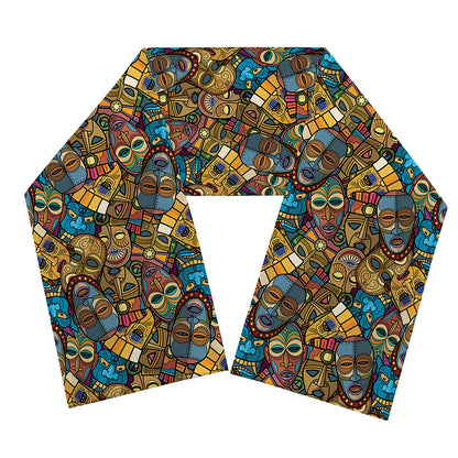 African Totem Masks Pattern Print Scarf