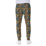 African Totem Masks Pattern Print Scuba Joggers