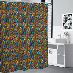 African Totem Masks Pattern Print Shower Curtain