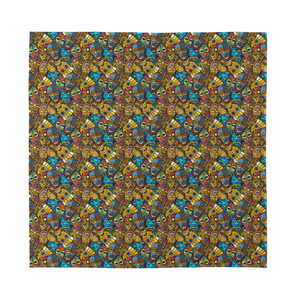 African Totem Masks Pattern Print Silk Bandana