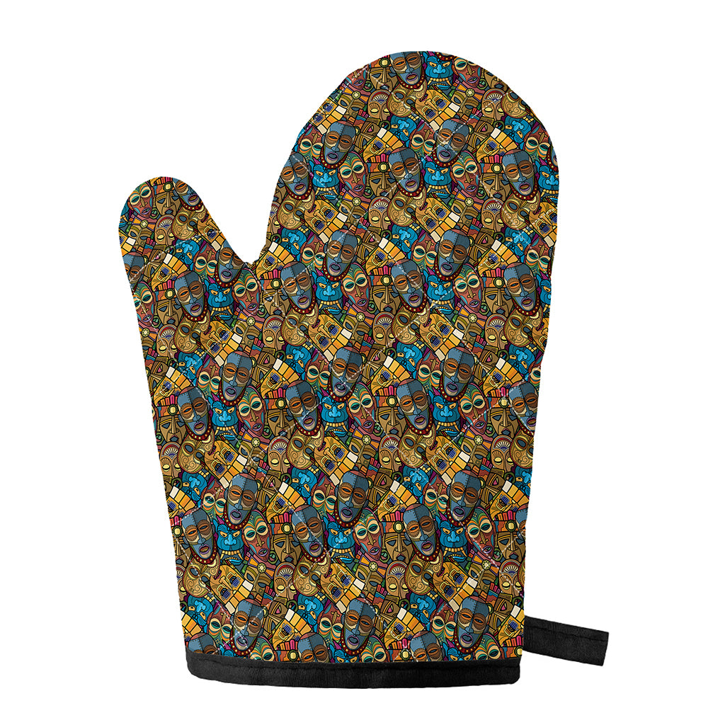 African Totem Masks Pattern Print Single Oven Mitt