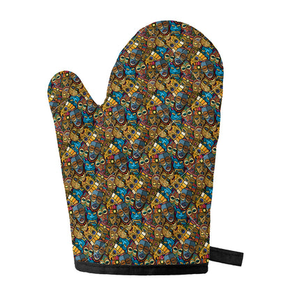 African Totem Masks Pattern Print Single Oven Mitt