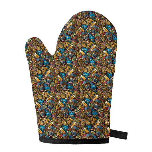 African Totem Masks Pattern Print Single Oven Mitt