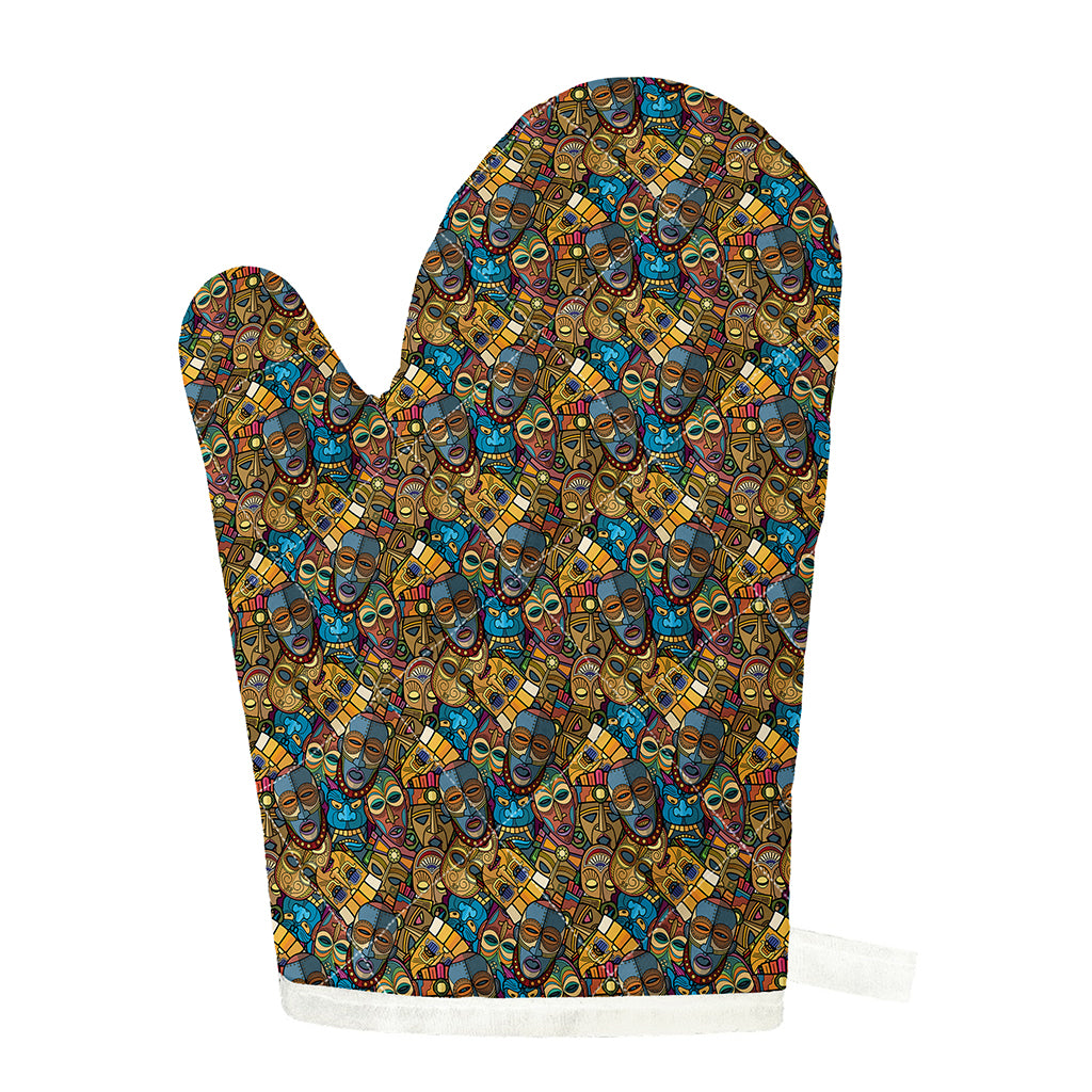 African Totem Masks Pattern Print Single Oven Mitt