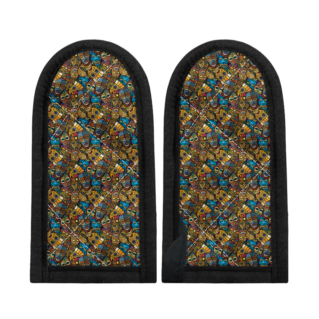 African Totem Masks Pattern Print Skillet Handle Cover