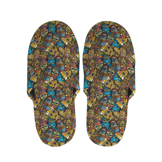 African Totem Masks Pattern Print Slippers