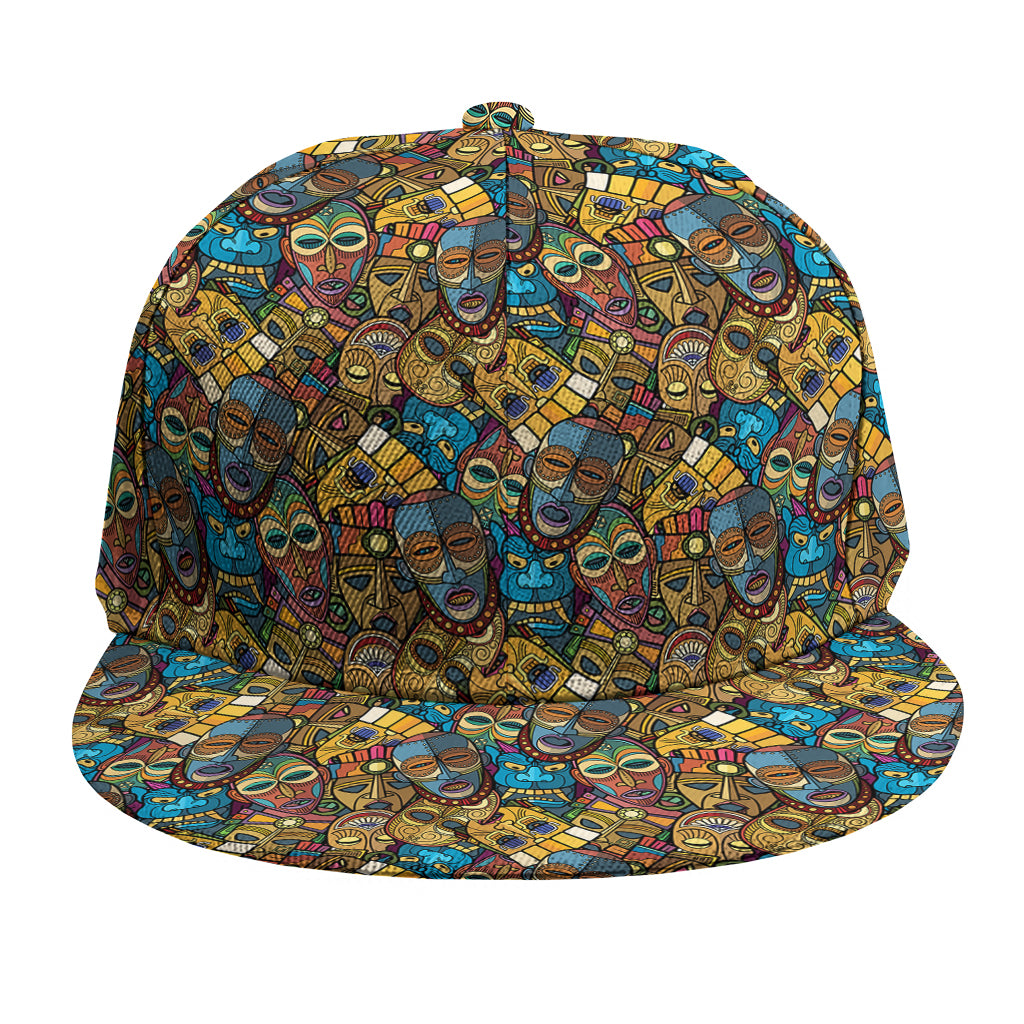 African Totem Masks Pattern Print Snapback Cap