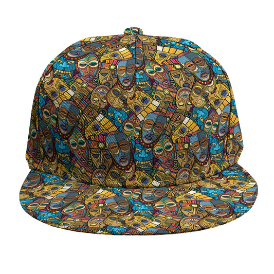 African Totem Masks Pattern Print Snapback Cap