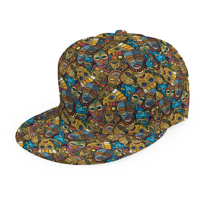 African Totem Masks Pattern Print Snapback Cap